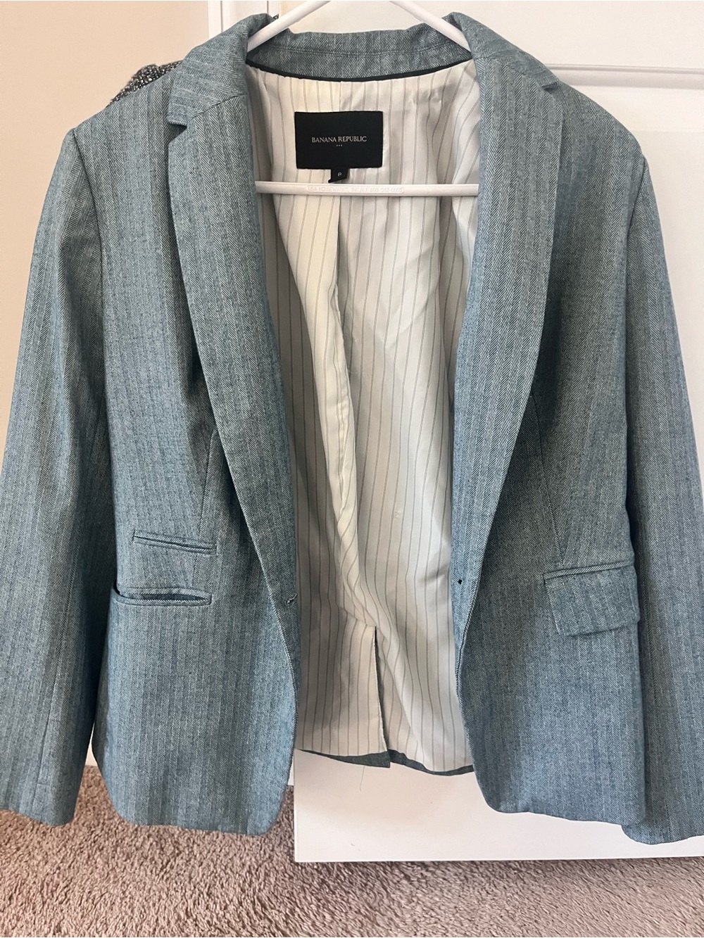 Banana Republic Teal-Grey Pinstripe Blazer
